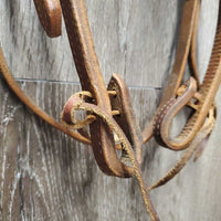 v.Hvy Leather Headstall, Conchos, Laces *vgc, mnr rubs, dirt?stains, stretched/loose keeper
