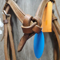 v.Hvy Leather Headstall, Conchos, Laces *vgc, mnr rubs, dirt?stains, stretched/loose keeper

