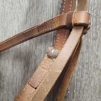 v.Hvy Leather Headstall, Conchos, Laces *vgc, mnr rubs, dirt?stains, stretched/loose keeper
