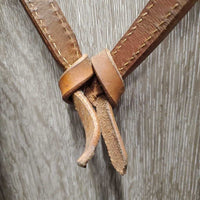 v.Hvy Leather Headstall, Conchos, Laces *vgc, mnr rubs, dirt?stains, stretched/loose keeper
