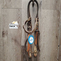 Headstall, bling, all chicago screws, Fancy Buckle & Keepers *gc, dirt, film, scraped edges, missing bling
