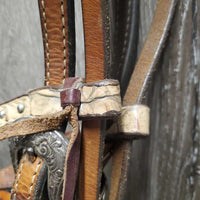 Headstall, bling, all chicago screws, Fancy Buckle & Keepers *gc, dirt, film, scraped edges, missing bling
