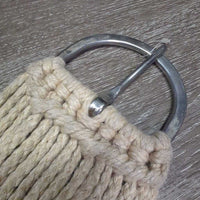 17 Thin Cotton? String Western Cinch, 2x D Rings, Leather Center *vgc/gc, clean, stained, hairy, dirt
