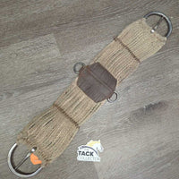 17 Thin Cotton? String Western Cinch, 2x D Rings, Leather Center *vgc/gc, clean, stained, hairy, dirt
