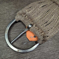 17 Thin Cotton? String Western Cinch, 2x D Rings, Leather Center *vgc/gc, clean, stained, hairy, dirt

