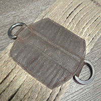 17 Thin Cotton? String Western Cinch, 2x D Rings, Leather Center *vgc/gc, clean, stained, hairy, dirt
