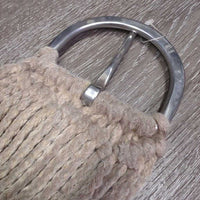 17 Thin Cotton? String Western Cinch, 2x D Rings, Leather Center *vgc/gc, clean, stained, hairy, dirt

