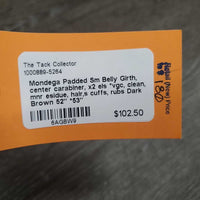 Padded Sm Belly Girth, center carabiner, x2 els *vgc, clean, mnr esidue, hair,s cuffs, rubs
