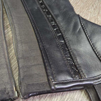 Synthetic Leather Half Chaps, Back Zips, "Crocodile" Trim, bag *vgc, mnr hair, dirt & rubs, peeled edge

