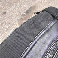 Synthetic Leather Half Chaps, Back Zips, "Crocodile" Trim, bag *vgc, mnr hair, dirt & rubs, peeled edge
