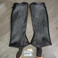 Synthetic Leather Half Chaps, Back Zips, "Crocodile" Trim, bag *vgc, mnr hair, dirt & rubs, peeled edge
