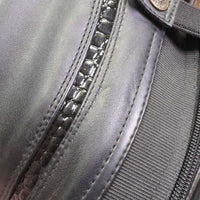 Synthetic Leather Half Chaps, Back Zips, "Crocodile" Trim, bag *like new/xc, mnr hair, scratches & rough edge
