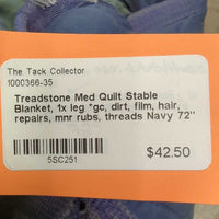Med Quilt Stable Blanket, 1x leg *gc, dirt, film, hair, repairs, mnr rubs, threads

