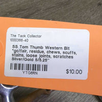 SS Tom Thumb Western Bit *gc/fair, residue, chews, scuffs, stains, loose joints, scratches
