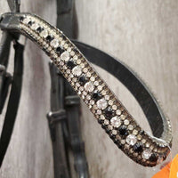 "Jump Off" Monocrown Bridle, bling, snap *gc, clean, repair, scuffs, missing bling, replaced & chewed keepers
