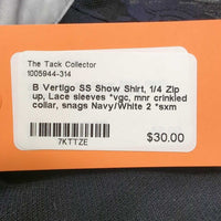 SS Show Shirt, 1/4 Zip up, Lace sleeves *vgc, mnr crinkled collar, snags
