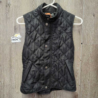 JUNIORS Quilt Vest, zip *gc/fair, unstitched seams, hairy, pills, peeled zipper
