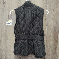 JUNIORS Quilt Vest, zip *gc/fair, unstitched seams, hairy, pills, peeled zipper
