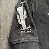 SS Polo Shirt "Latino Polo Club", Button Up *gc/fair, v.faded, rubs, pills, pits?

