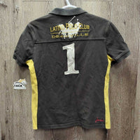 SS Polo Shirt "Latino Polo Club", Button Up *gc/fair, v.faded, rubs, pills, pits?
