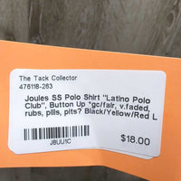 SS Polo Shirt "Latino Polo Club", Button Up *gc/fair, v.faded, rubs, pills, pits?
