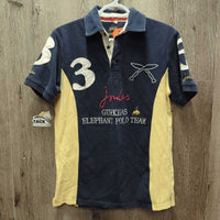 SS Polo Shirt "Gurkhas Elephant Polo Club"Button Up *gc/fair, v.faded, puckers, shrunk?

