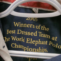 SS Polo Shirt "Gurkhas Elephant Polo Club"Button Up *gc/fair, v.faded, puckers, shrunk?
