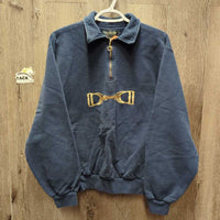 LS Hvy Thick Sweatshirt, 1/3 Zip Up *gc, faded, puckers, shrunk?, older
