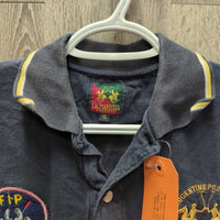 SS Polo Shirt "F.I.P. Eldoradro Polo Club", Button Up *gc/fair, faded, cracking text, rubs, fuzzy
