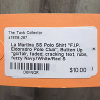SS Polo Shirt "F.I.P. Eldoradro Polo Club", Button Up *gc/fair, faded, cracking text, rubs, fuzzy
