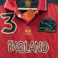 SS Polo Shirt "Team England World Cup Polo Melbourne 2001", Button Up *gc/fair, faded, rubs, edge frays, discolored collar, seam puckers, fuzzy
