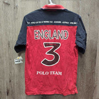 SS Polo Shirt "Team England World Cup Polo Melbourne 2001", Button Up *gc/fair, faded, rubs, edge frays, discolored collar, seam puckers, fuzzy
