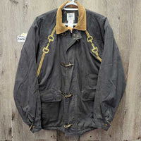 Hvy Canvas Jacket, Flannet Lined, Zip, Snaps, Cordoroy Collar *gc, v.faded, stains, rubs, dirt?, older
