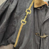 Hvy Canvas Jacket, Flannet Lined, Zip, Snaps, Cordoroy Collar *gc, v.faded, stains, rubs, dirt?, older
