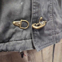 Hvy Canvas Jacket, Flannet Lined, Zip, Snaps, Cordoroy Collar *gc, v.faded, stains, rubs, dirt?, older

