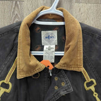 Hvy Canvas Jacket, Flannet Lined, Zip, Snaps, Cordoroy Collar *gc, v.faded, stains, rubs, dirt?, older
