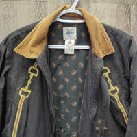 Hvy Canvas Jacket, Flannet Lined, Zip, Snaps, Cordoroy Collar *gc, v.faded, stains, rubs, dirt?, older
