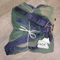 Cotton Stable Sheet, 2 legs *gc, clean, v. faded, repairs, mnr hair, dirt, threads, clumpy fleece
