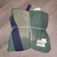 Cotton Stable Sheet, 2 legs *gc, clean, v. faded, repairs, mnr hair, dirt, threads, clumpy fleece
