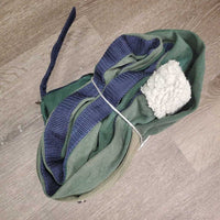 Cotton Stable Sheet, 2 legs *gc, clean, v. faded, repairs, mnr hair, dirt, threads, clumpy fleece
