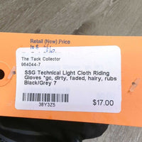 Light Cloth Riding Gloves *gc, dirty, faded, hairy, rubs
