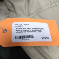 Full Seat Breeches *gc, seams: puckers, unstitched, discolored
