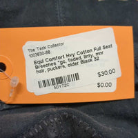 Hvy Cotton Full Seat Breeches *gc, faded, linty, mnr hair, puckers, older
