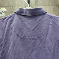 SS Polo Shirt, 1/3 Button Up *gc, mnr faded?, older?, threads, shrunk/puckered embroidery
