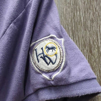 SS Polo Shirt, 1/3 Button Up *gc, mnr faded?, older?, threads, shrunk/puckered embroidery
