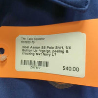 SS Polo Shirt, 1/4 Button Up *vgc/gc, peeling & cracking text
