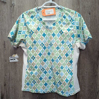 SS V Neck Shirt, Mesh Sleeves *gc, pit stains, rubs, pills
