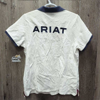 SS Polo Shirt, Button Up *vgc, mnr stains, seam puckers, faded/discolored collar edges & cuffs
