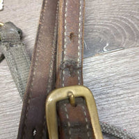Thick Narrow Nylon Halter, Leather Crown *gc, dirt, stiff, faded, discolored, stains, dry/cracking leather , older
