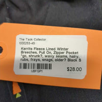 Fleece Lined Winter Breeches, Pull On, Zipper Pocket *gc, shrunk?, wavy seams, hairy, rubs, frays, snags, older?
